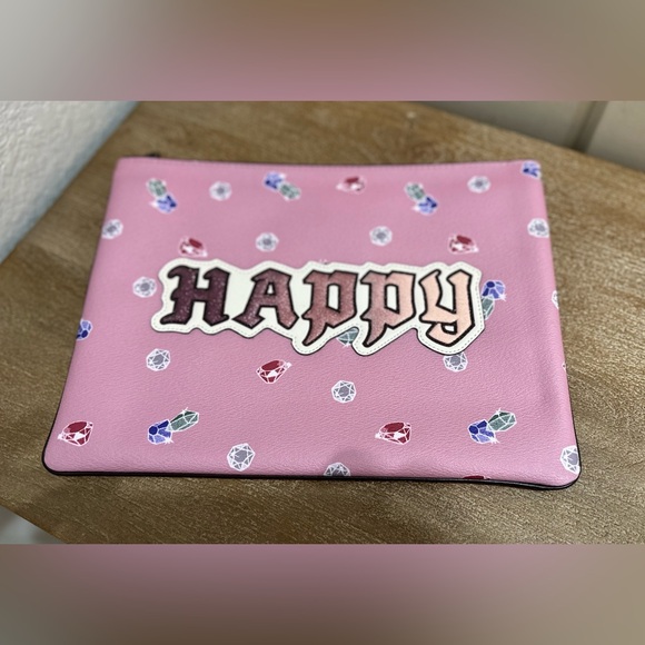 Coach Disney Snow White Happy Pink Wristlet with Gemstone Accents - Picture 1 of 6